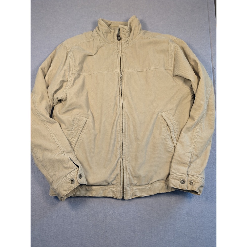 Aigle Corduroy Jacket Mens XL Beige Fleece Lined Full Zip Outdoor Excellent